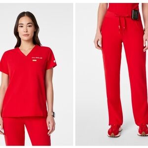 Figs Pop Red Scrub Set